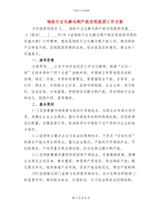 钢铁行业化解过剩产能实现脱困工作方案