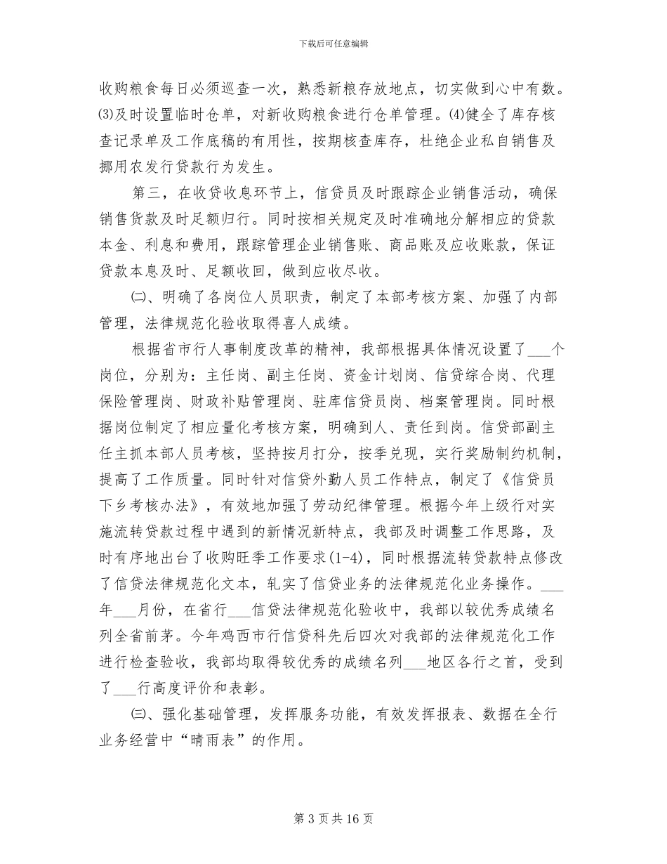 银行信贷2024年度工作总结范文_第3页