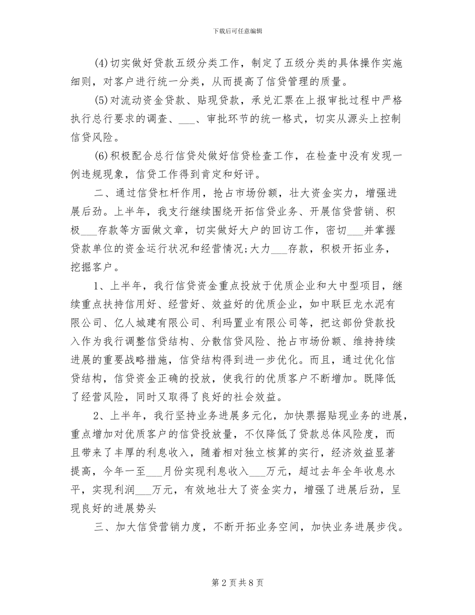 银行信贷员2024年度工作总结_第2页