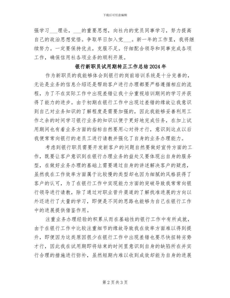 银行新柜员2024年度工作总结_第2页
