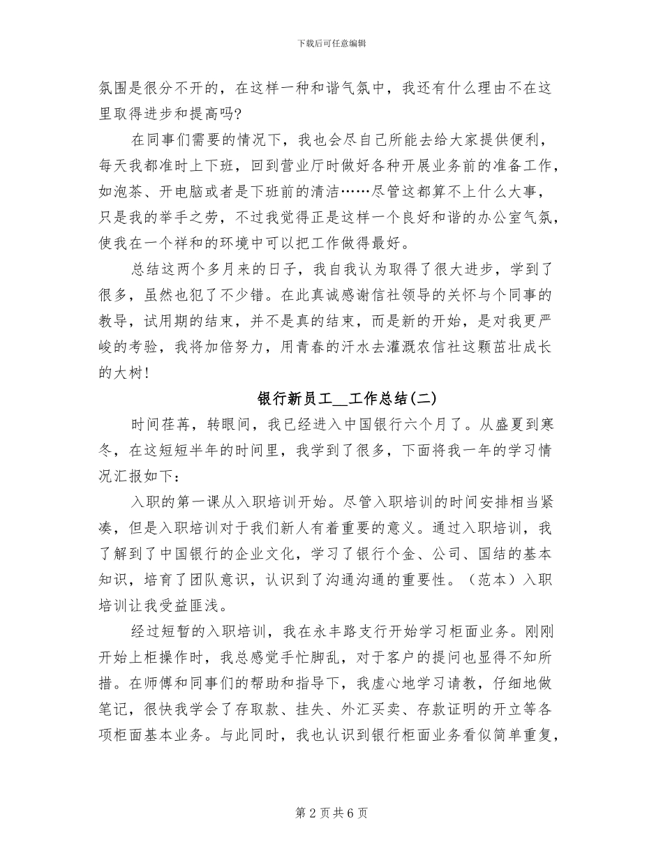 银行新员工2024年工作总结_第2页