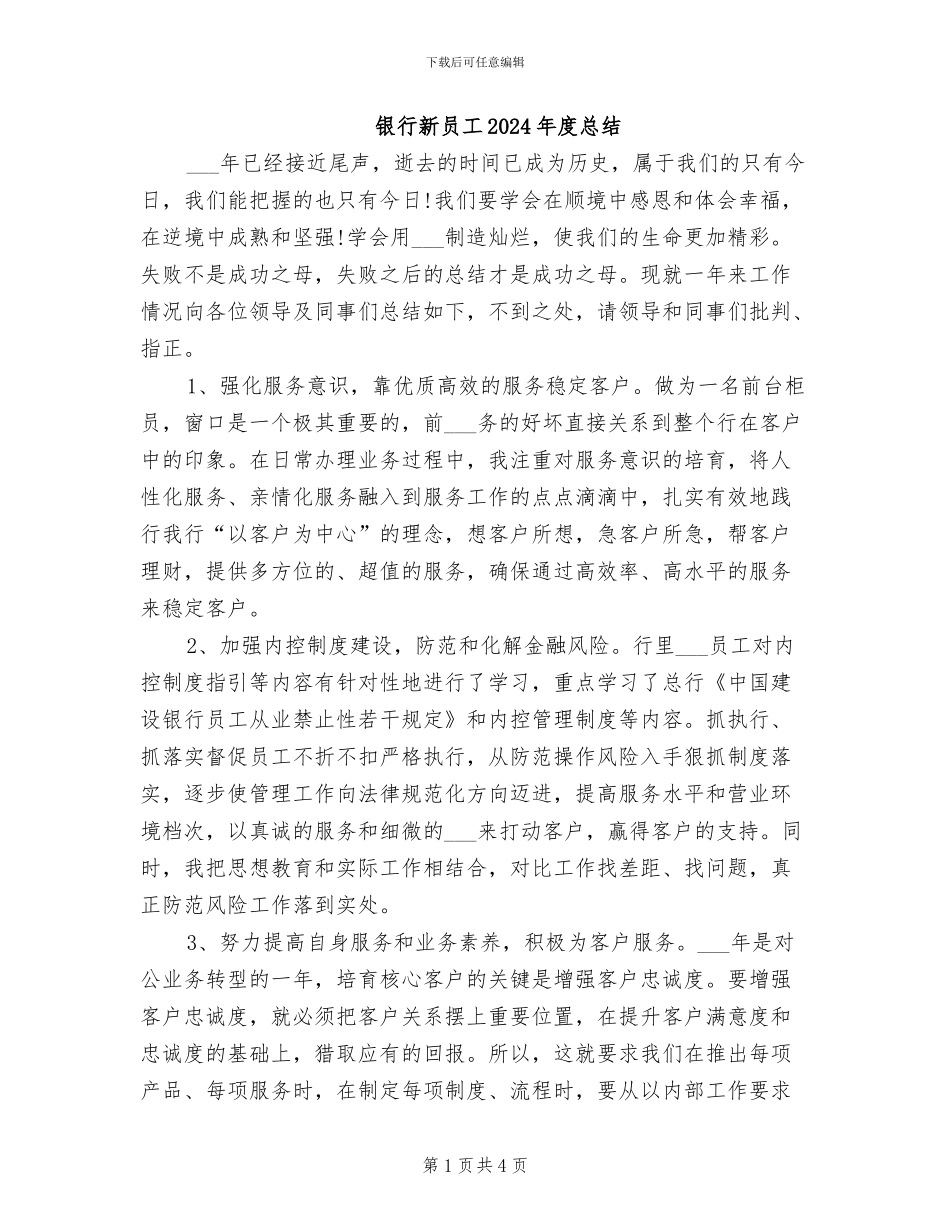 银行新员工2024年度总结_第1页