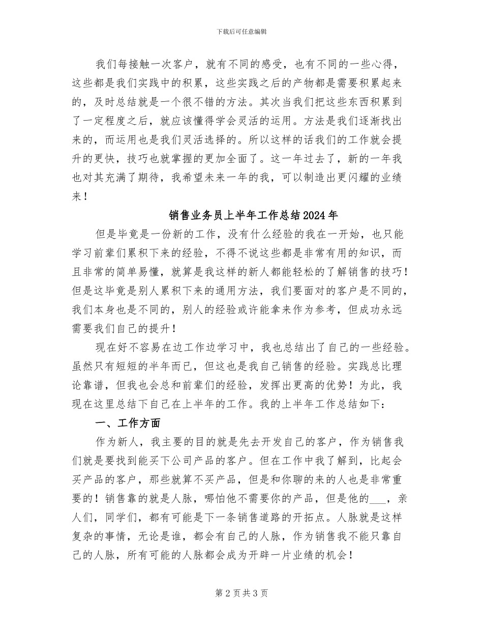 销售业务员2024终个人工作总结_第2页