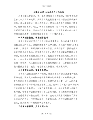 销售业务员2024终个人工作总结