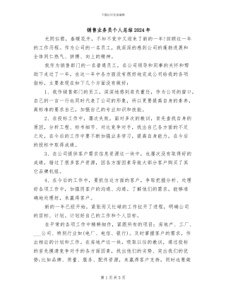 销售业务员个人总结2024年