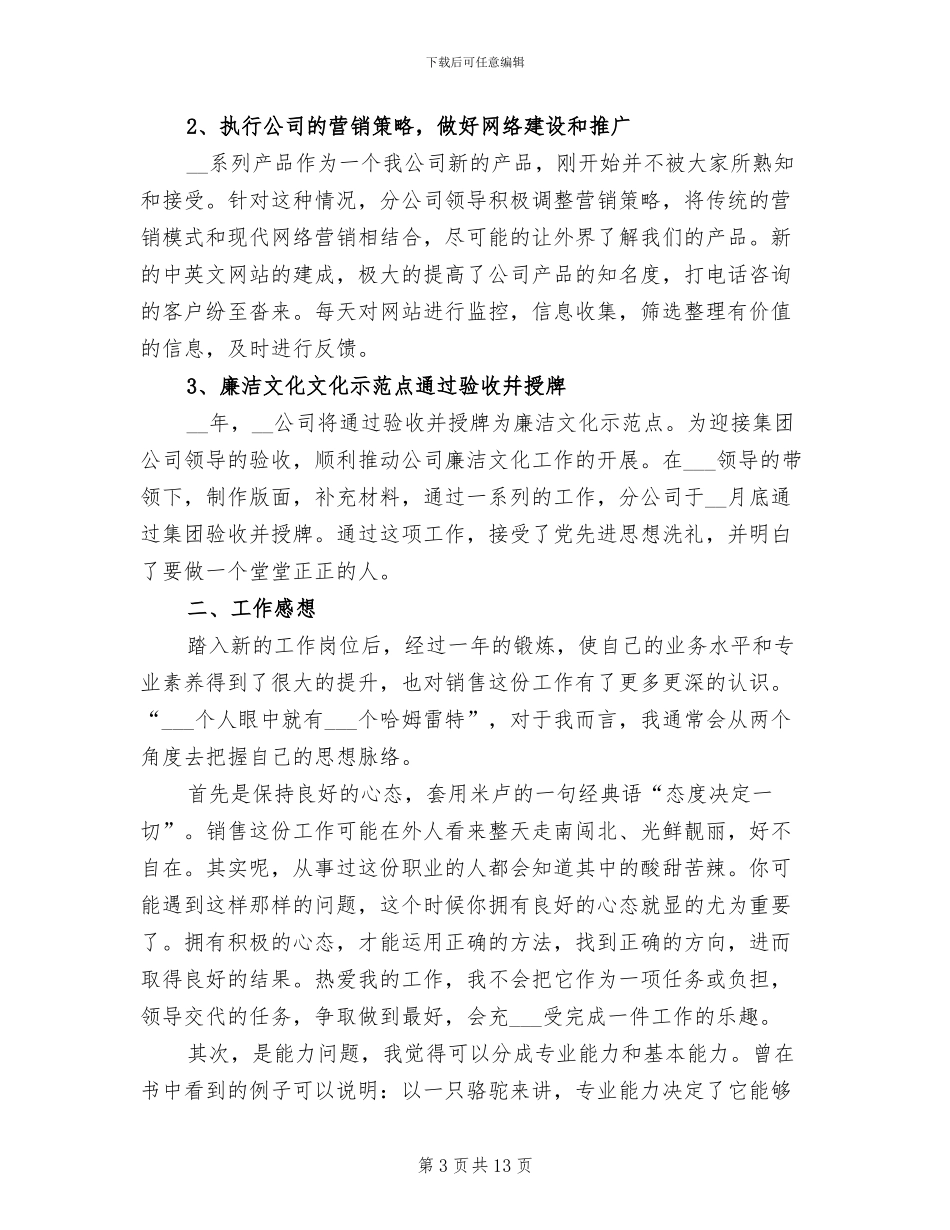 销售业务员年终个人工作总结2024年_第3页