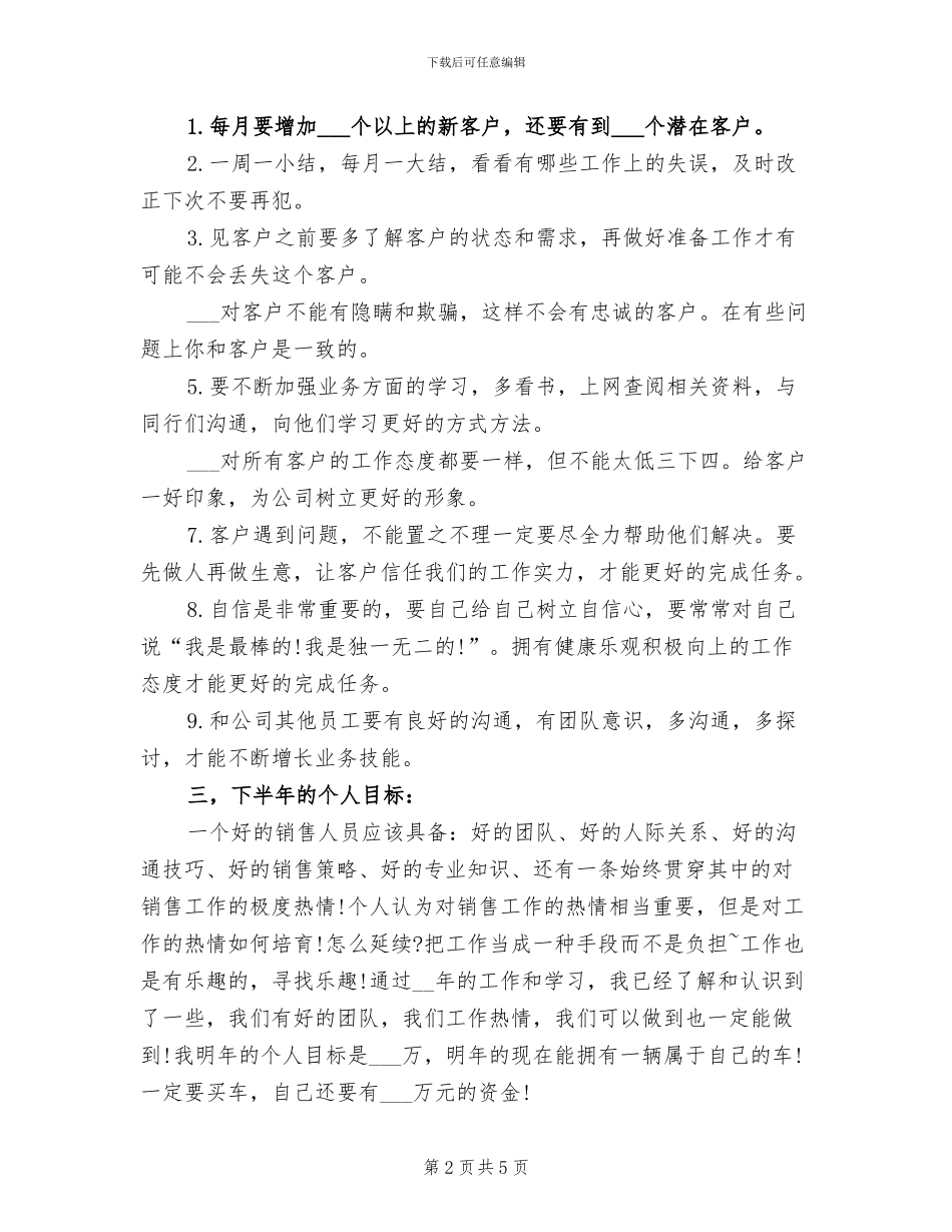 销售员2024年上半年个人工作总结_第2页