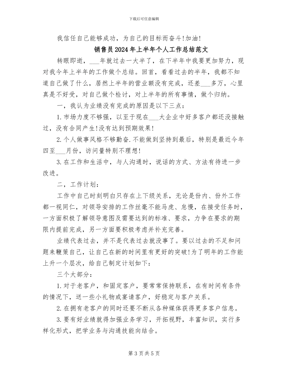 销售员2024年上半年个人工作总结_第3页