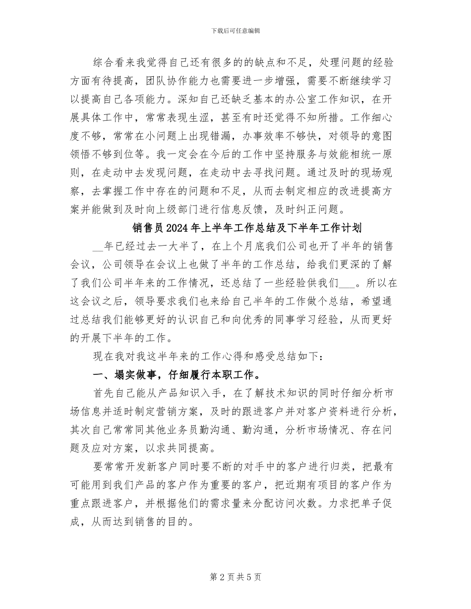 销售员2024年上半年工作总结_第2页