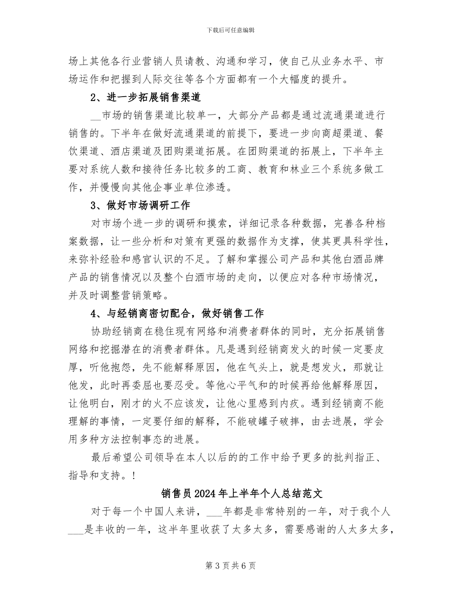销售员2024年上半年个人总结_第3页