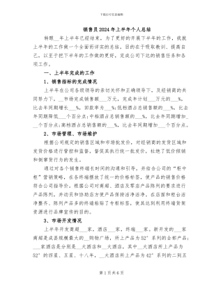 销售员2024年上半年个人总结