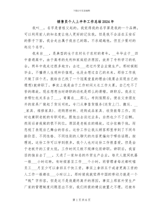 销售员个人上半年工作总结2024年