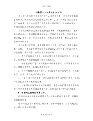 销售员个人年度总结2024年
