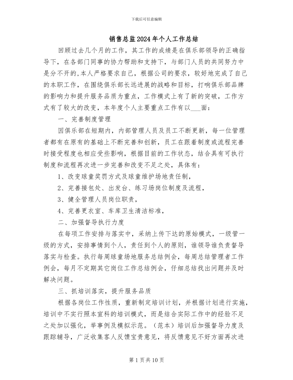 销售总监2024年个人工作总结_第1页