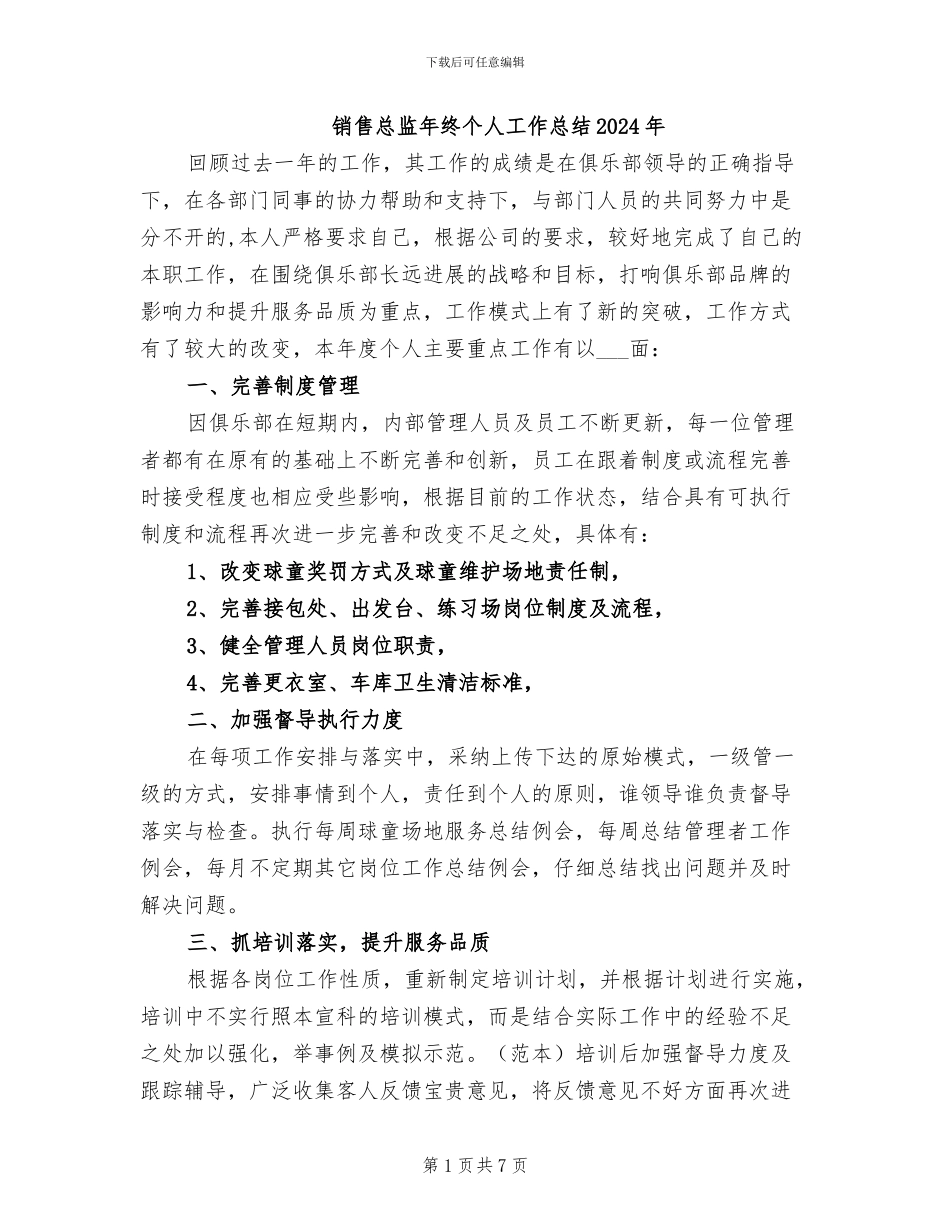 销售总监年终个人工作总结2024年_第1页