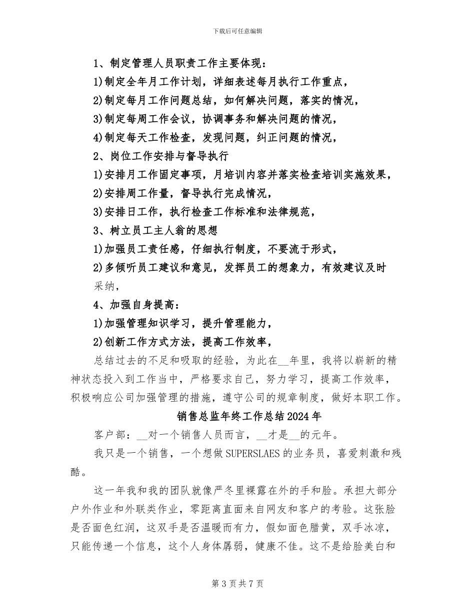 销售总监年终个人工作总结2024年_第3页