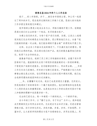 销售总监2024年终个人工作总结
