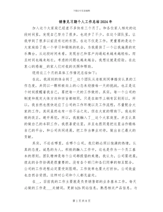 销售见习期个人工作总结2024年
