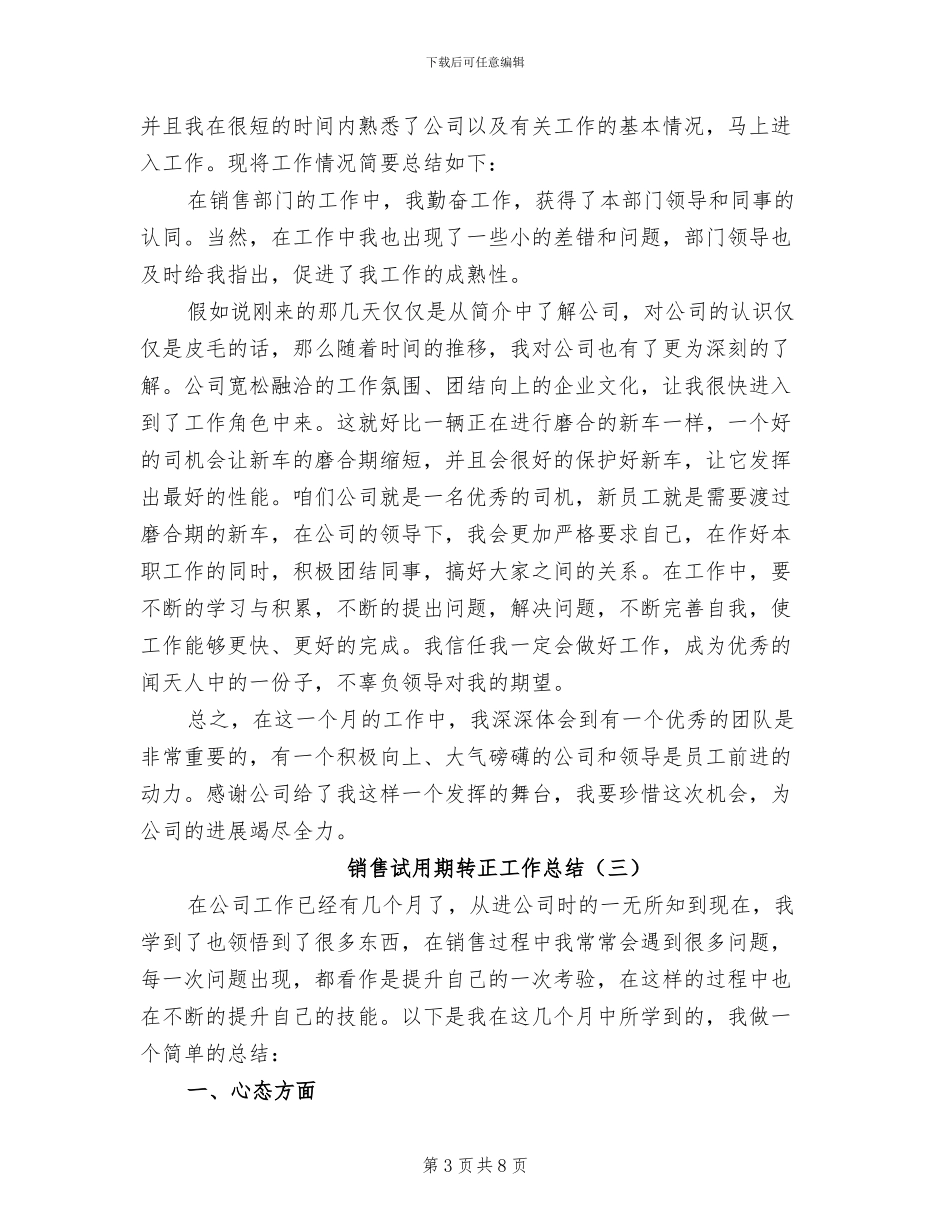 销售试用期转正工作总结2024年_第3页
