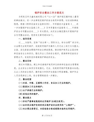 锅炉安全整治工作方案范文