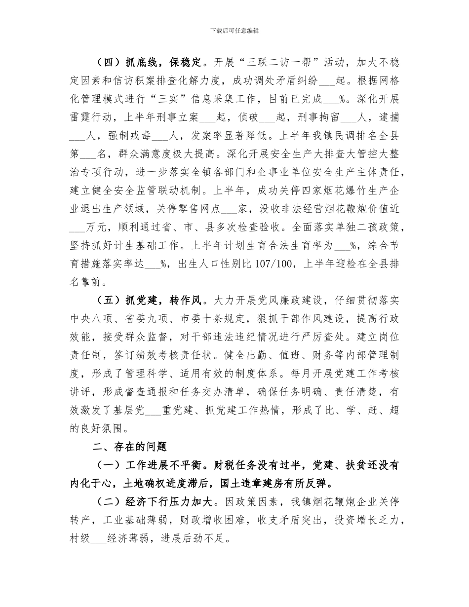 镇2024年上半年工作总结和下半年工作思路_第2页