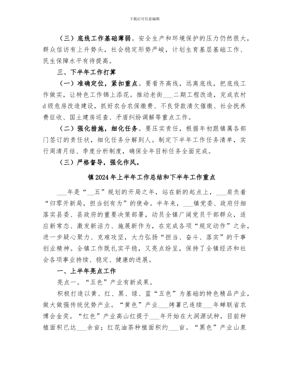 镇2024年上半年工作总结和下半年工作思路_第3页