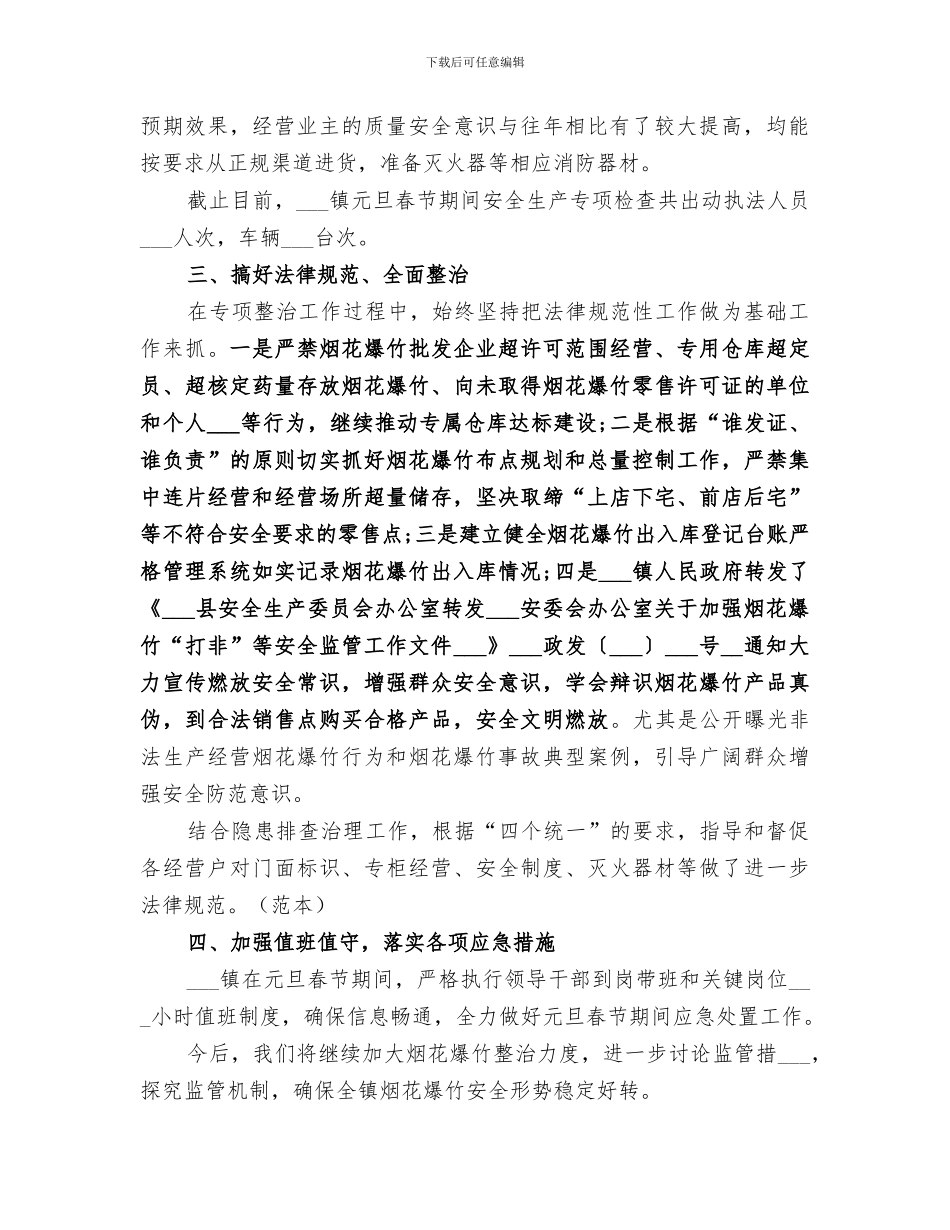 镇2024年元旦春节期间安全生产监管工作总结_第2页