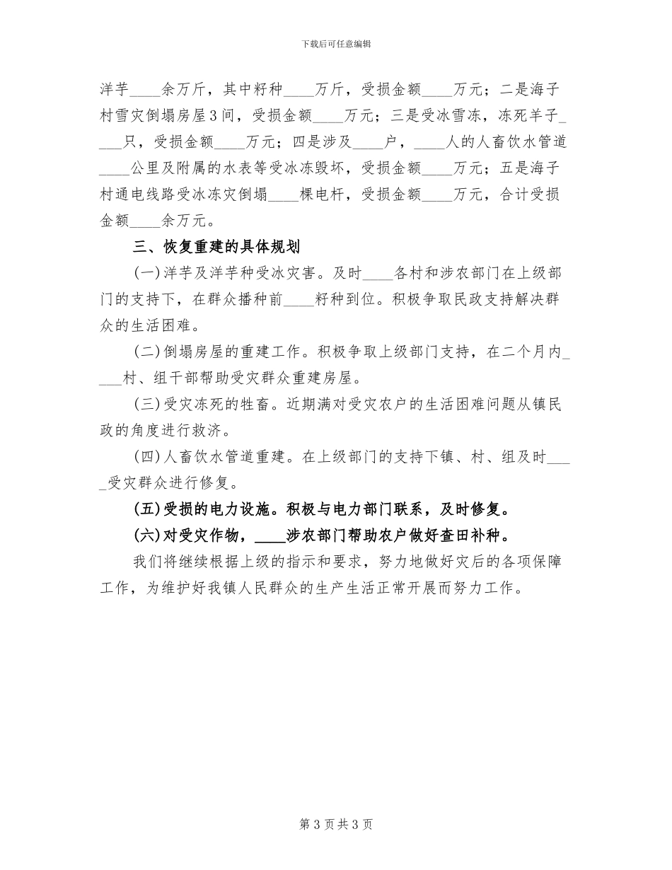 镇冰雪灾害恢复重建规划方案_第3页