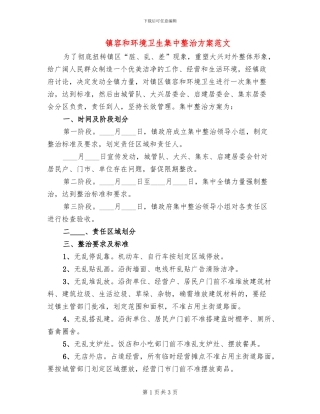 镇容和环境卫生集中整治方案范文