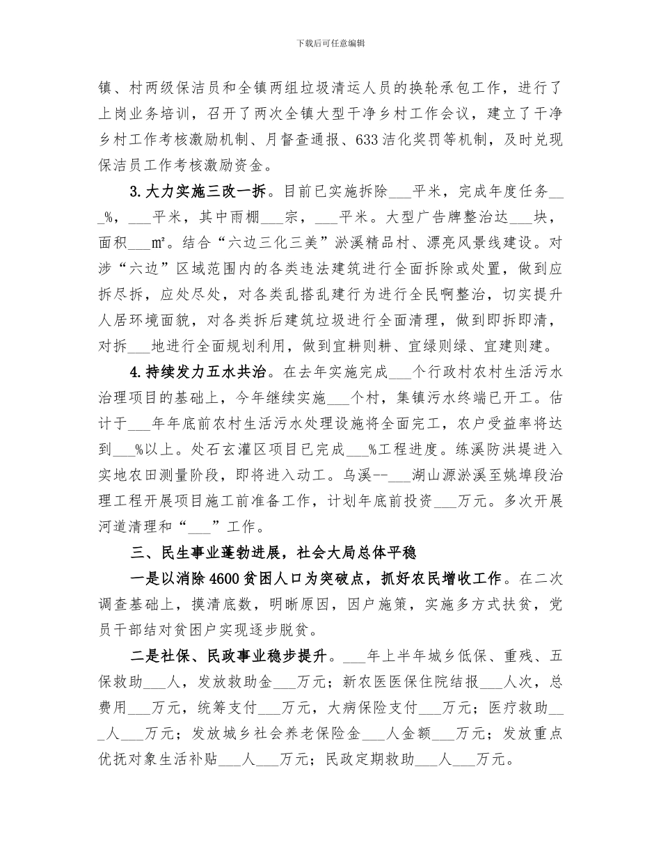 镇政府2024年年中工作总结_第3页