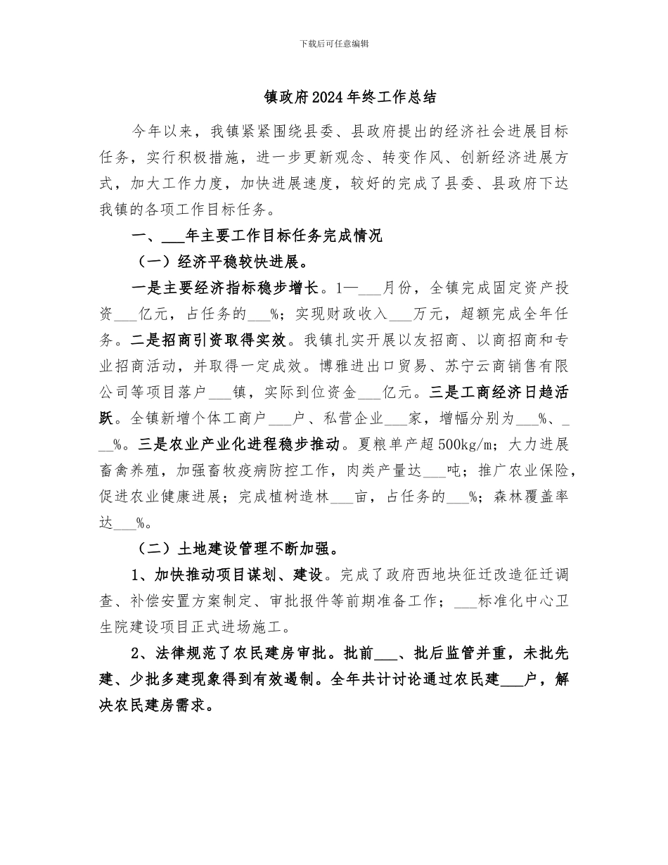 镇政府2024年终工作总结_第1页