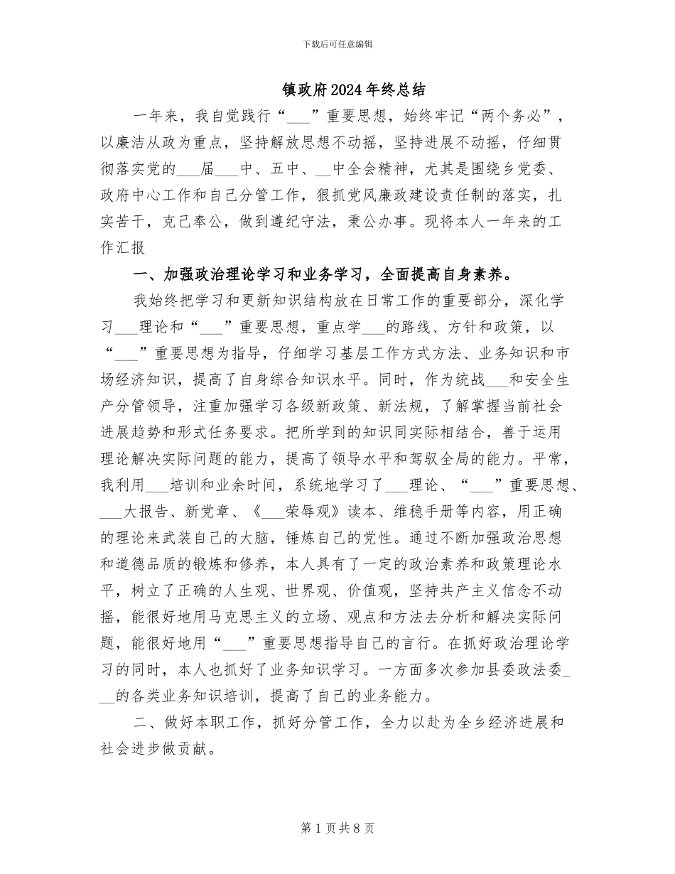 镇政府2024年终总结_第1页