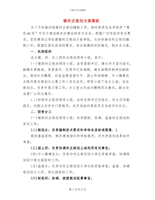 镇村庄规划方案模板(2篇)