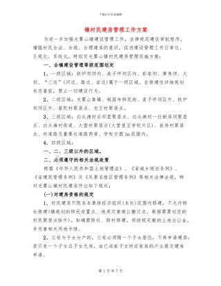 镇村民建房管理工作方案