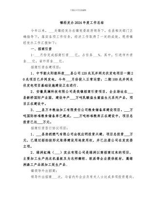 镇经发办2024年度工作总结