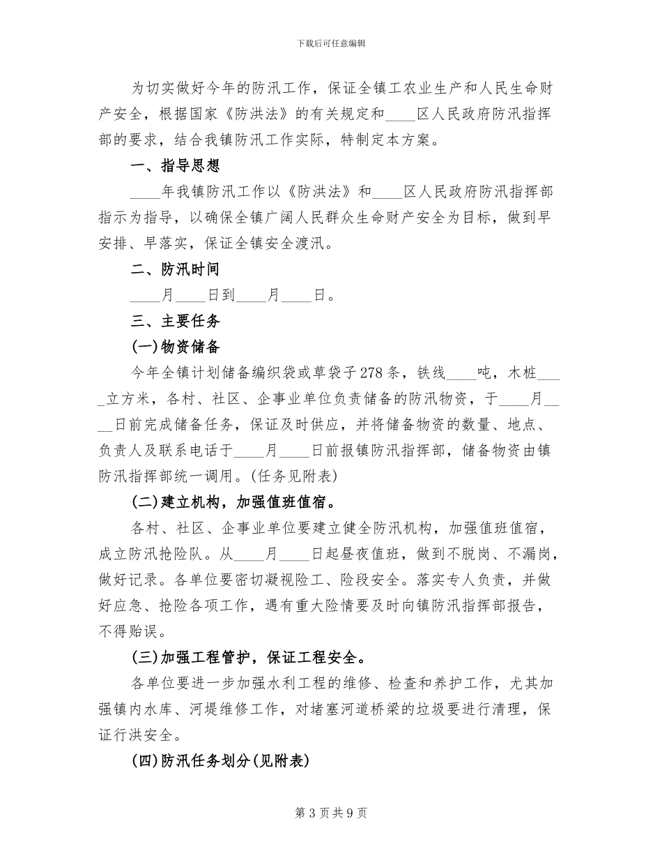 防汛工作实施方案模板(3篇)_第3页