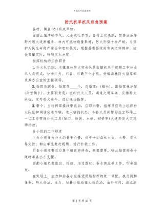 防汛抗旱抗风应急预案