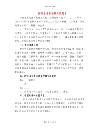 防治水专项治理方案范本