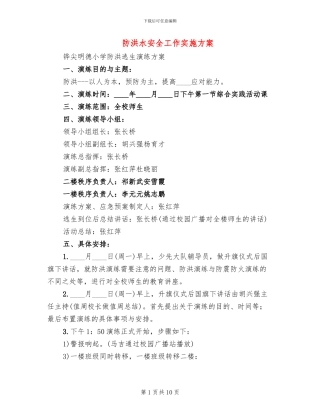 防洪水安全工作实施方案