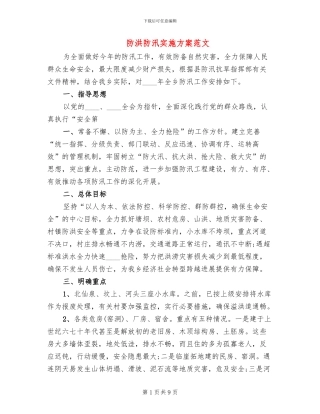 防洪防汛实施方案范文(2篇)
