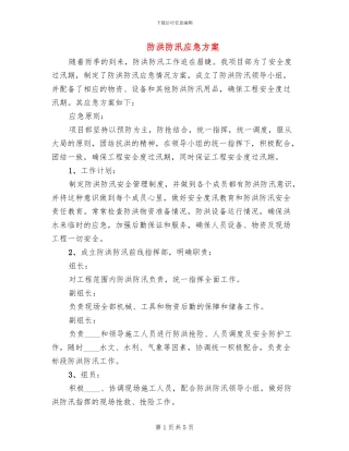 防洪防汛应急方案