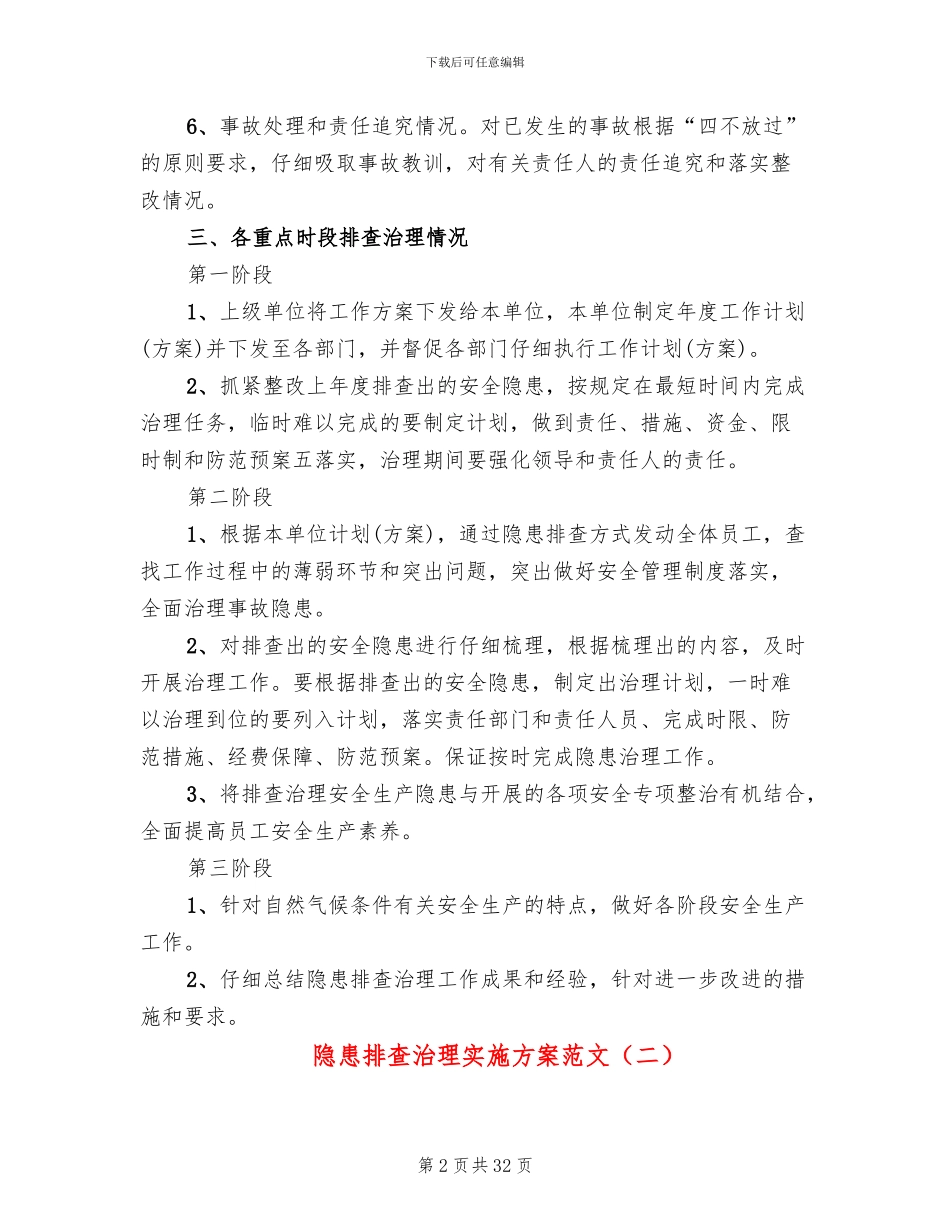隐患排查治理实施方案范文_第2页