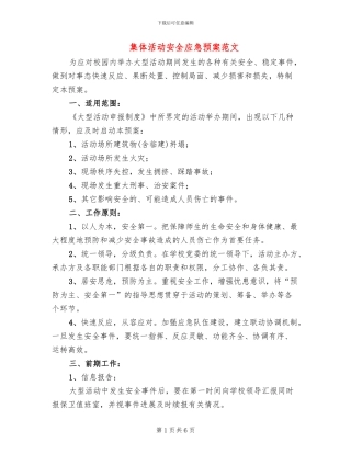 集体活动安全应急预案范文