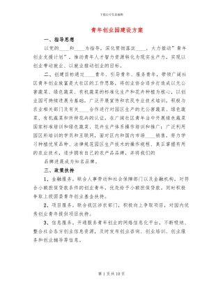 青年创业园建设方案(2篇)
