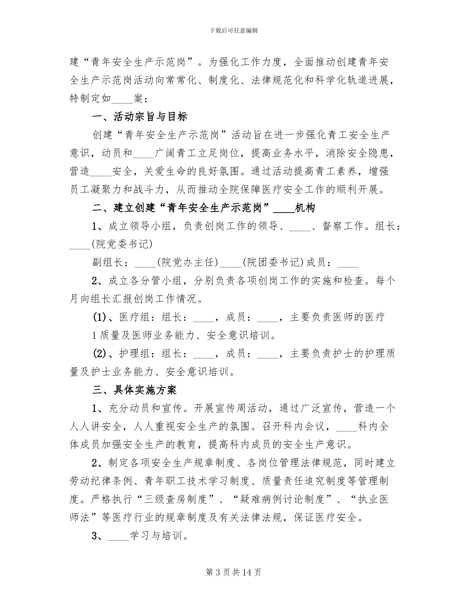 青年安全生产示范岗实施方案范文(7篇)_第3页