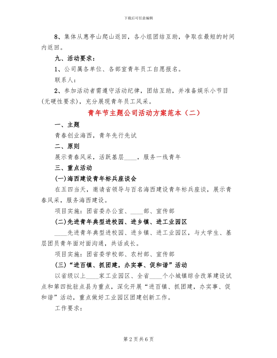 青年节主题公司活动方案范本_第2页
