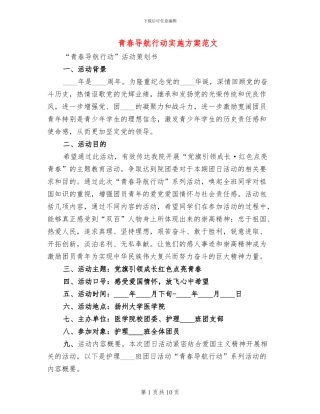 青春导航行动实施方案范文