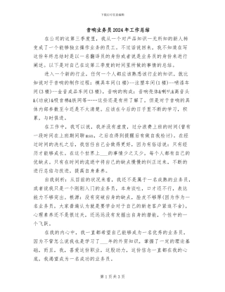 音响业务员2024年工作总结