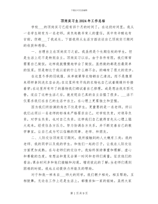 顶岗实习生2024年工作总结