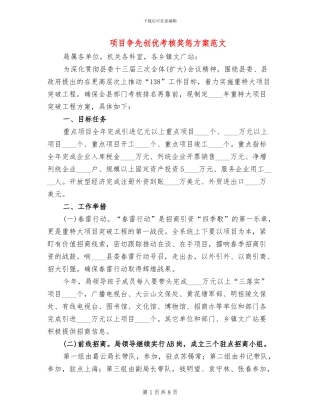 项目争先创优考核奖惩方案范文